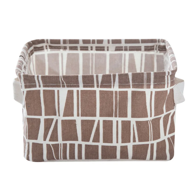 Coffee plaid Корзина для хранения игрушек, косметический Органайзер для кухонных мелочей, Настольная сумка из хлопка и льна, водонепроницаемая тканевая корзина для белья, TAOSCIL - Цвет: Coffee plaid