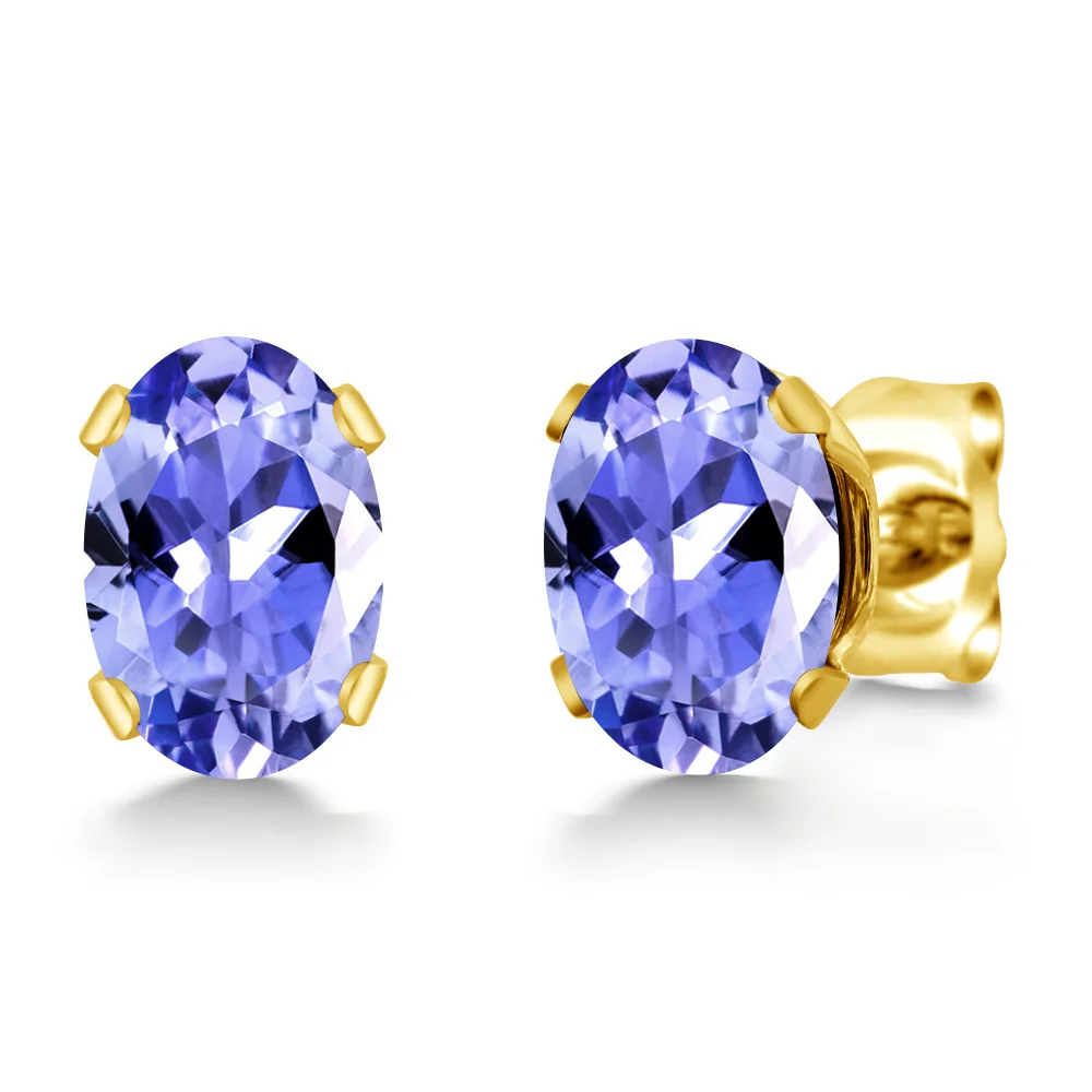 GemStoneKing 0 90 Ct овальной формы натуральный голубой танзанит Желтый Позолоченные