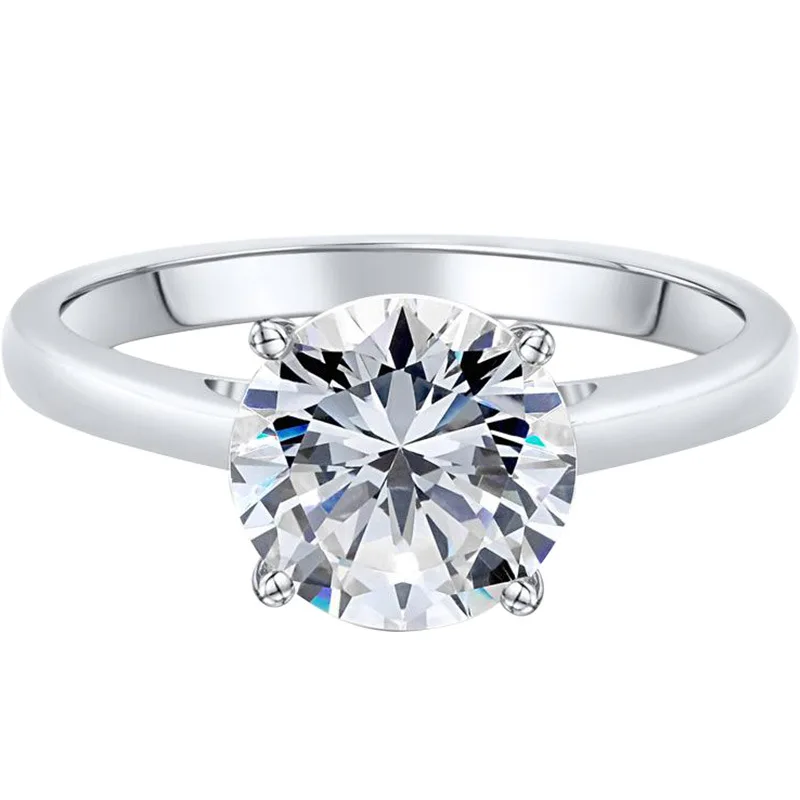 925 стерлингового серебра один и только 4 зубец сверкающий один камень Solitaire 2ct циркония навсегда обручальное кольцо