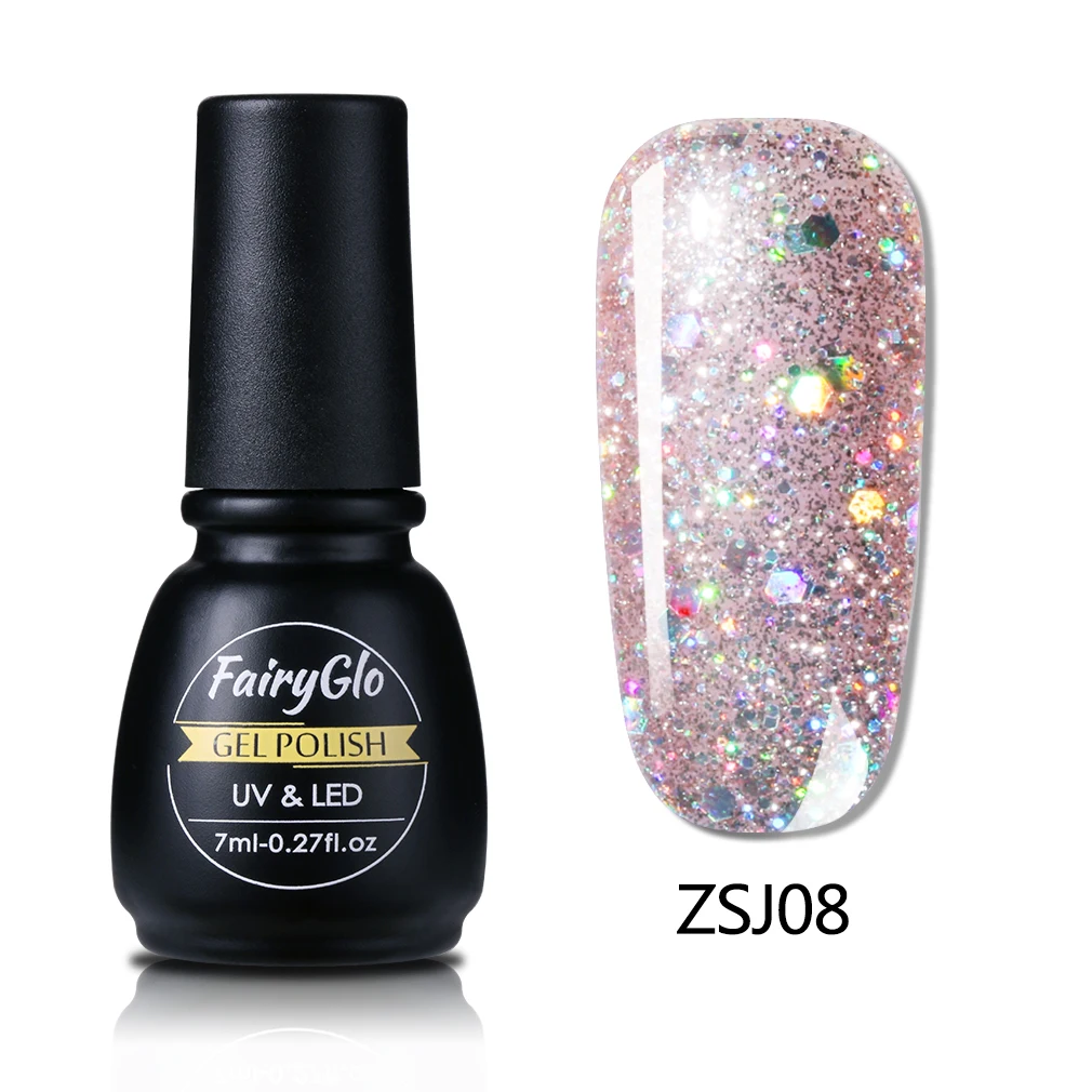 ZSJ08 FairyGlo 7 мл Алмазный УФ-гель для ногтей длинный последний Гибридный Гель-лак краска Лаки лак для ногтей замочить от полупостоянного - Цвет: ZSJ08