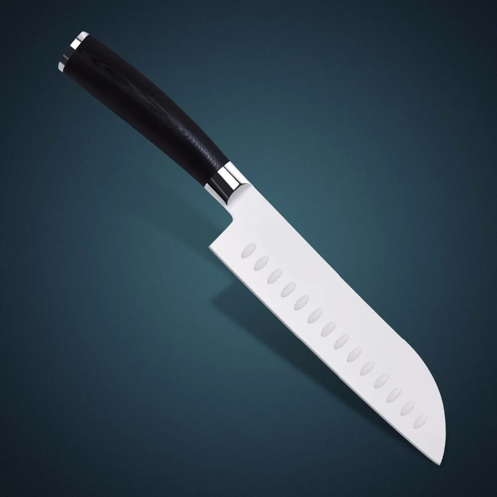 Huiwill супер качество " японский AUS-8 кухонный нож из нержавеющей стали Santoku/японский нож для нарезки с двойной кованой ручкой G10