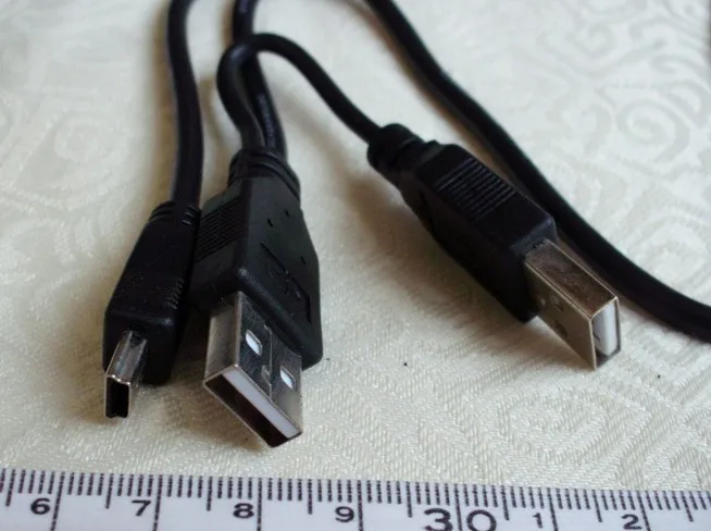 Бесплатная доставка 2 шт. USB 2. 0 два A типа папа в Mini 5 Pin Мужской Y кабель для