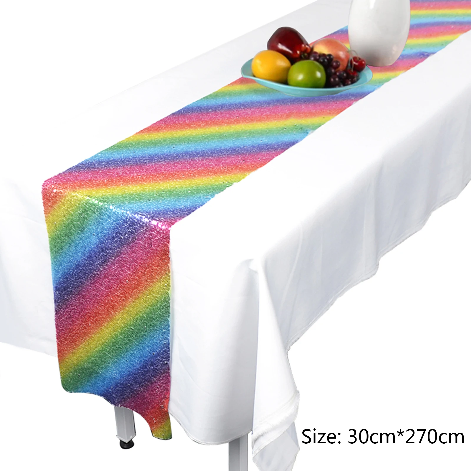 30x270cm 1 шт. блестящая скатерть с блестками Радужная скатерть для вечеринки в честь рождения ребенка свадебный фестиваль Единорог Hawai вечерние украшения стола - Цвет: 30x270cm