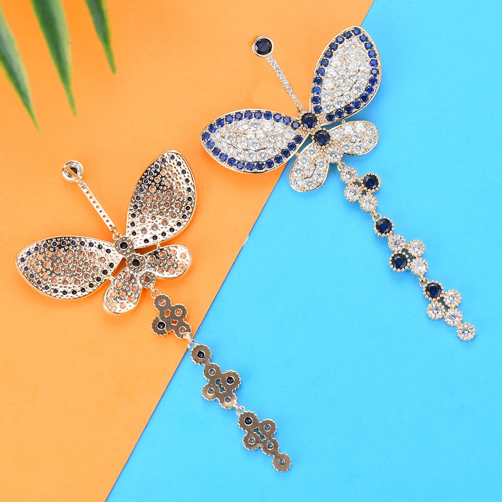 

SisCathy Charm Women Big Statement Butterfly Earrings Trendy Full Cubic Zirconia Girls korean long Drop Dangle Earrings 2019
