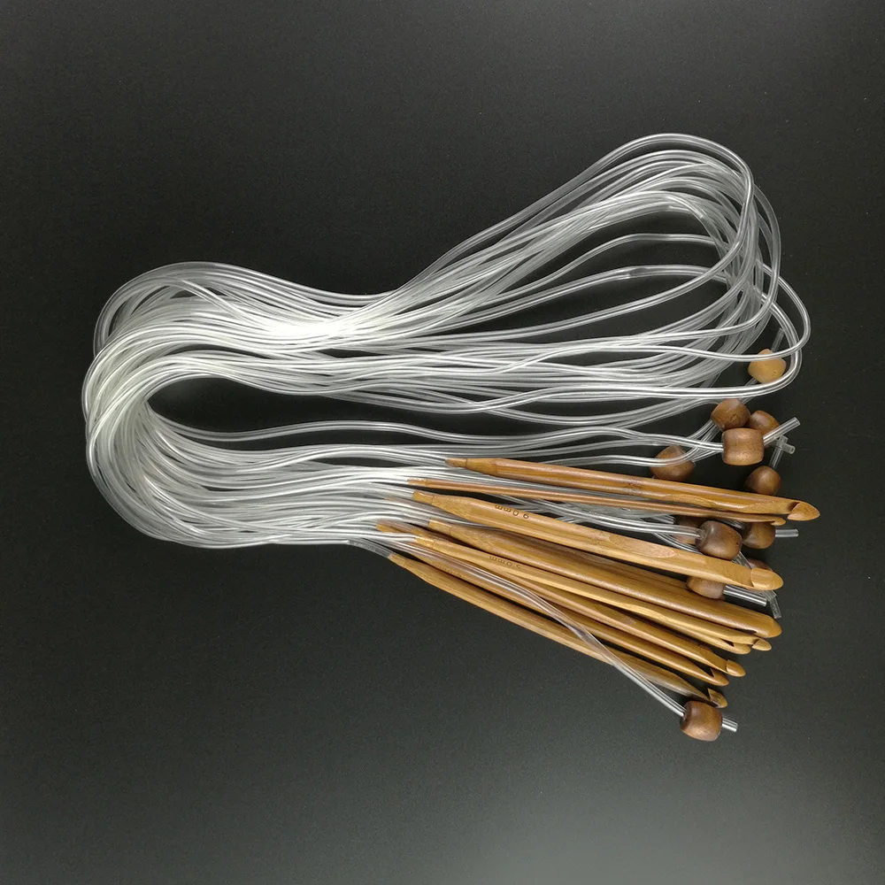 New 12pcs 12 sizes 120cm Afghan Tunisian Carbonized Bamboo Needle Crochet Hooks Professional Weaving Needle Knit Set