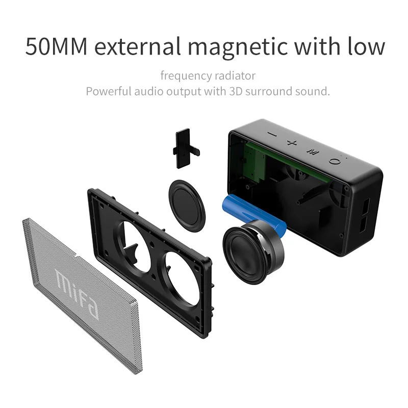 Mifa A2 Беспроводной Bluetooth Динамик мощный Портативный IPX7 Водонепроницаемый 3D стерео