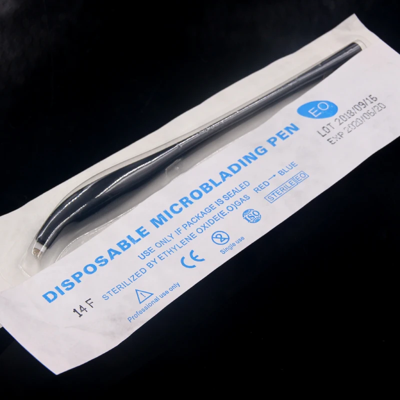 10pcs Disposable Microblading Manual Pen With Eyebrow Needles Tattoo Permanent Makeup 14F Shape Blades |
