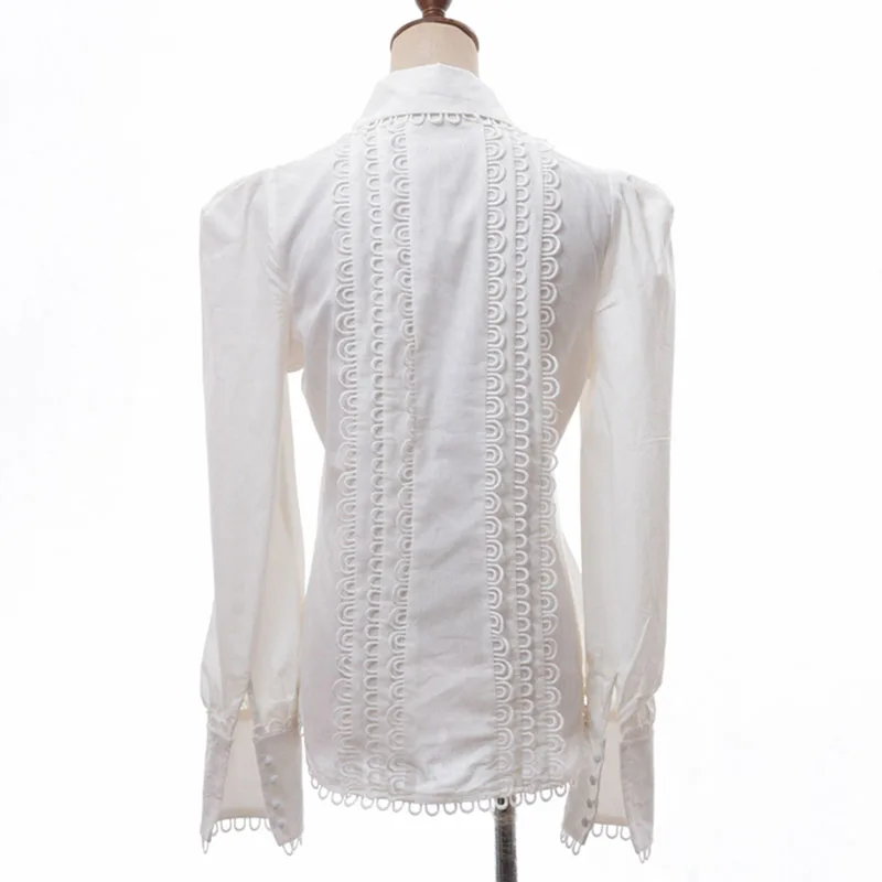 HIGH QUALITY Newest Fashion 2020 Designer Blouse Women's Long Sleeve Lace Embellished Shirt |