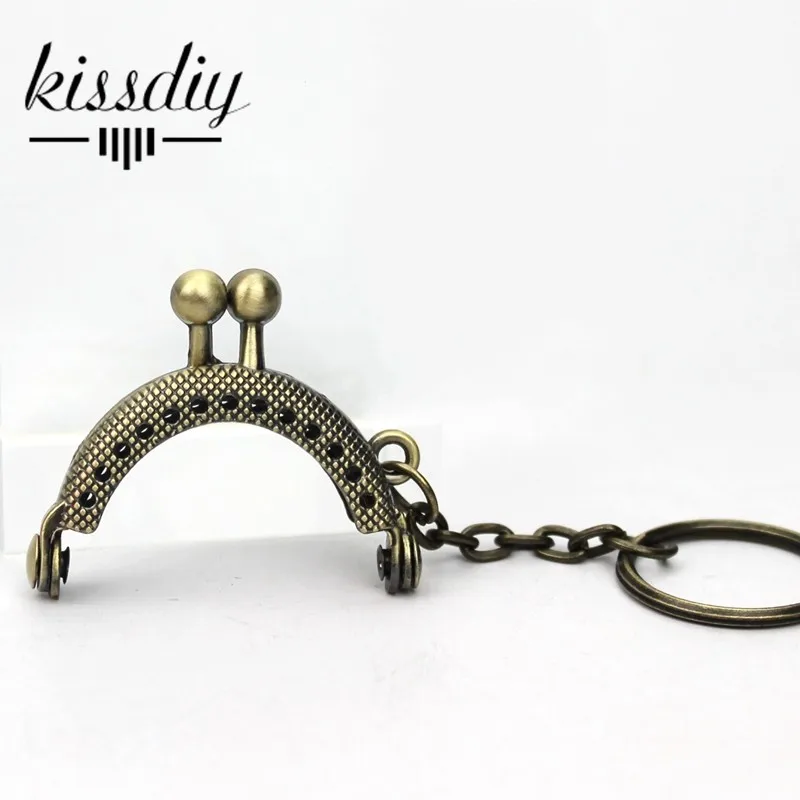 KISSDIY 25 шт 4 см мини античный бронзовый металлический кошелек рамка с брелоком для