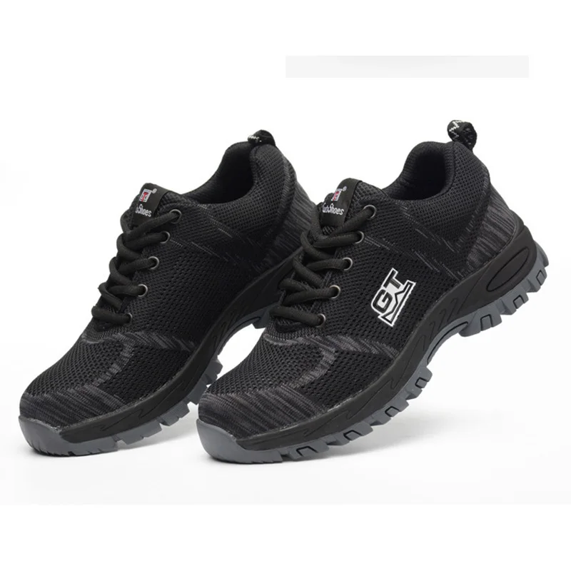 

Summer men's breathable and deodorant flying woven mesh work safety boots anti-smashing and puncture safety shoes steel toe caps