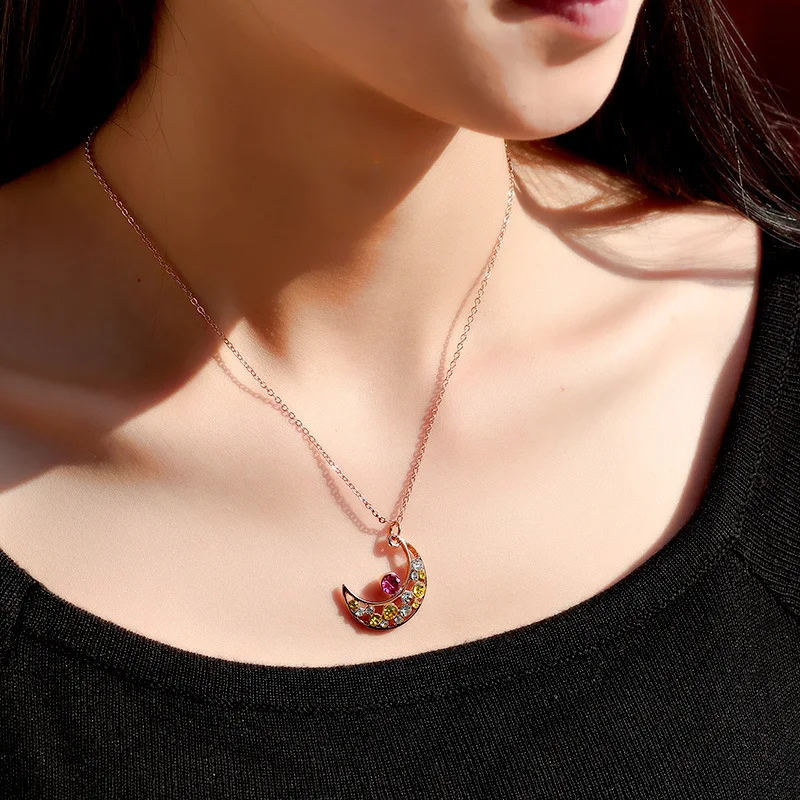 Miss Lady романтическое ожерелье с подвеской в виде Луны из циркония модные