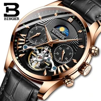 switzerland binger mens watch automatic watch men role mens watches brand luxury mechanical skeleton relogio tourbillon b 10005