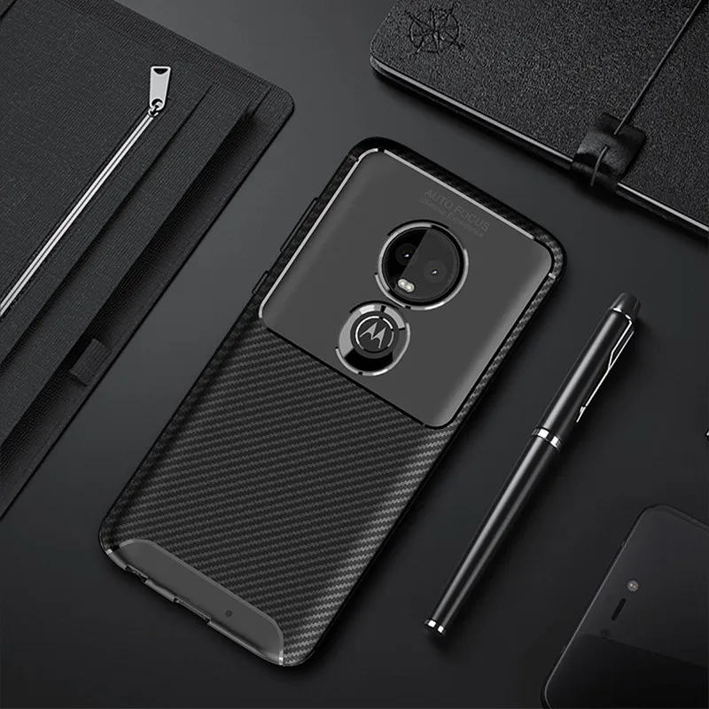 Чехол из углеродного волокна для Motorola Moto G7 Power чехол с алмазной сеткой