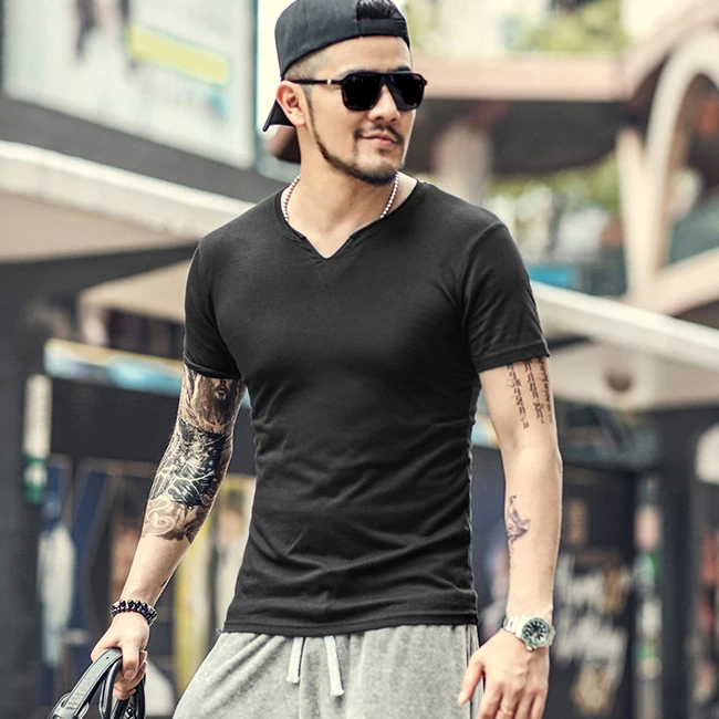 

Clothing colors V neck Men's T Shirt Men Fashion Tshirts Fitness Casual For Male T-shirt S-3XL Man Shirt Tshirt Slim Fit T951-2