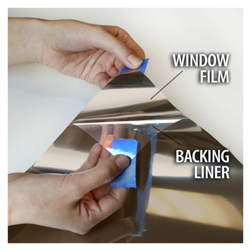 Светоотражающая зеркальная пленка серебристая/синяя/золотистая односторонняя с