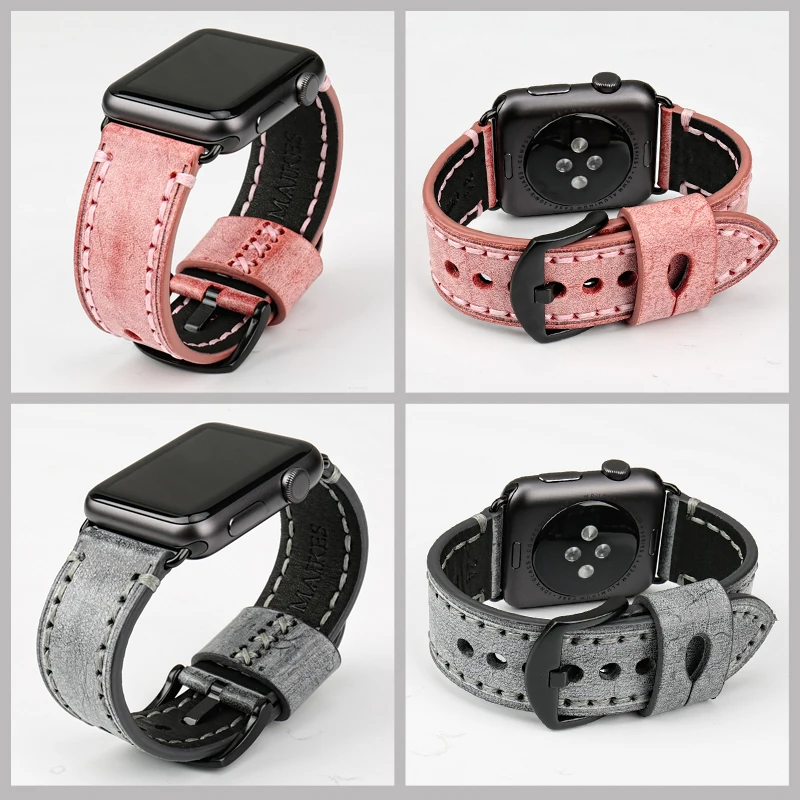 Ремешок кожаный для Apple Watch Band 44 мм 40 42 38 Series SE 6 5 4 3 2 1 | Наручные часы