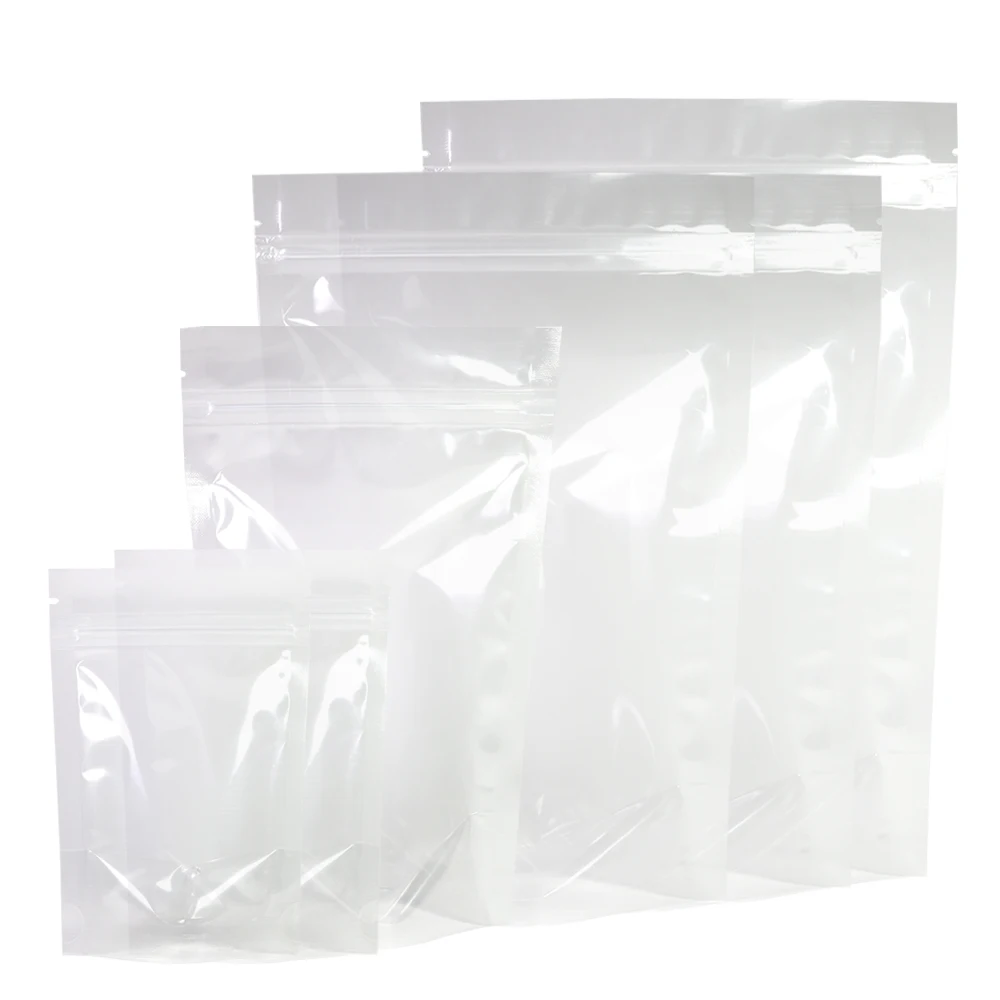 Различные размеры 100 шт перерабатываемый HDPE Прозрачный Майларовый стоячий пакет