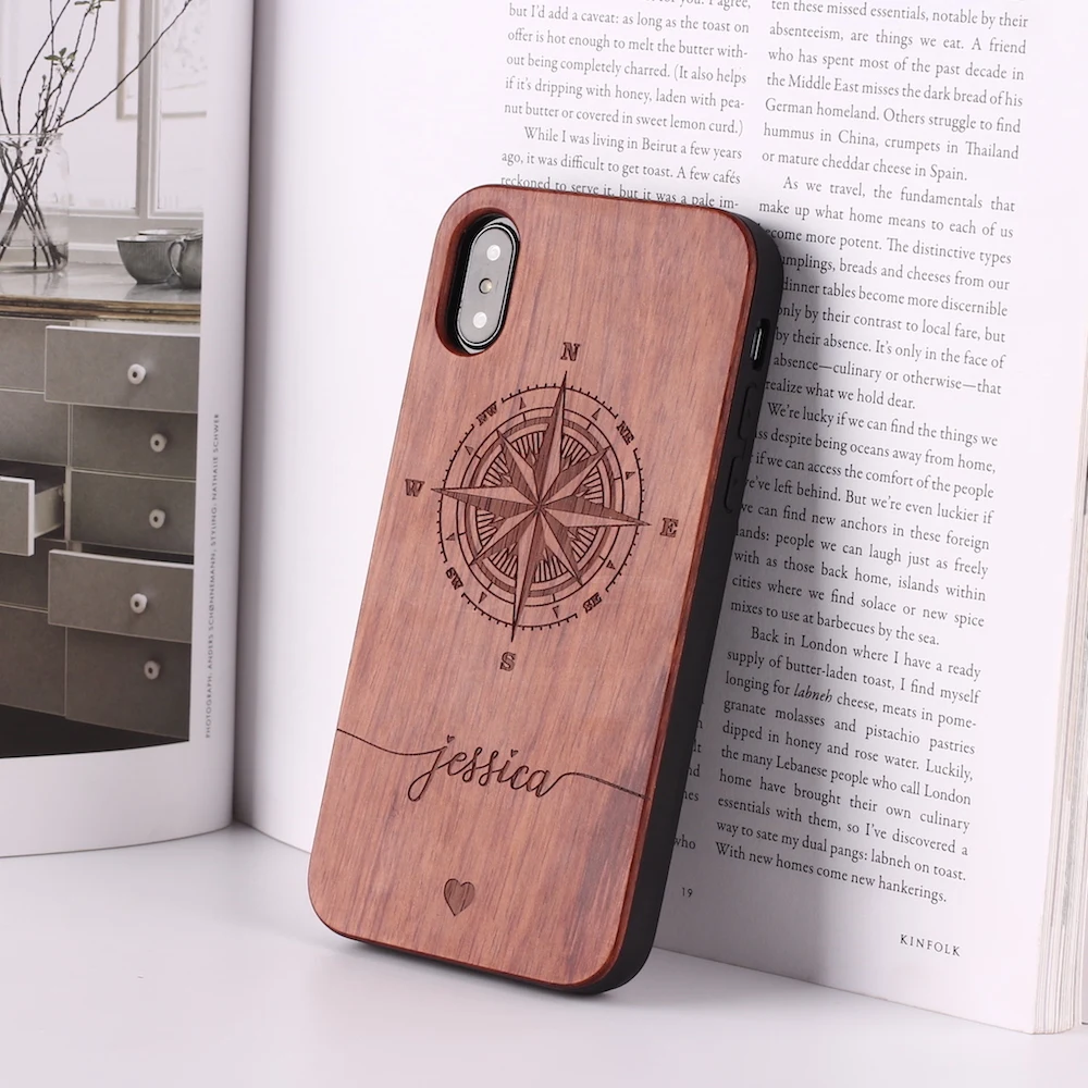 Compass-Rose Wood-2 Карта мира Король Лев компас ананас персонализированный пользовательский деревянный чехол для телефона для iPhone 11 Pro Max XS Max 7 7Plus 8 8Plus X - Цвет: Compass-Rose Wood-2