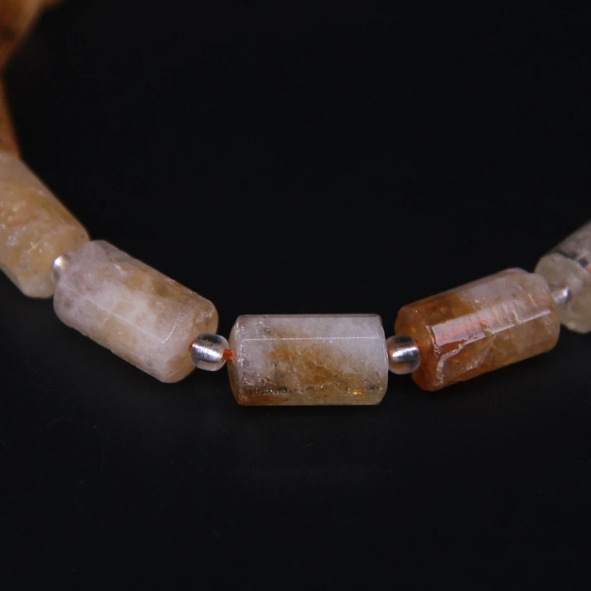 20-21pcs/strand,Natural Citrines Quartz Faceted Cylinder Nugget Loose Beads,Yellow Crystal Tube Pendant Necklace Bracelet Making