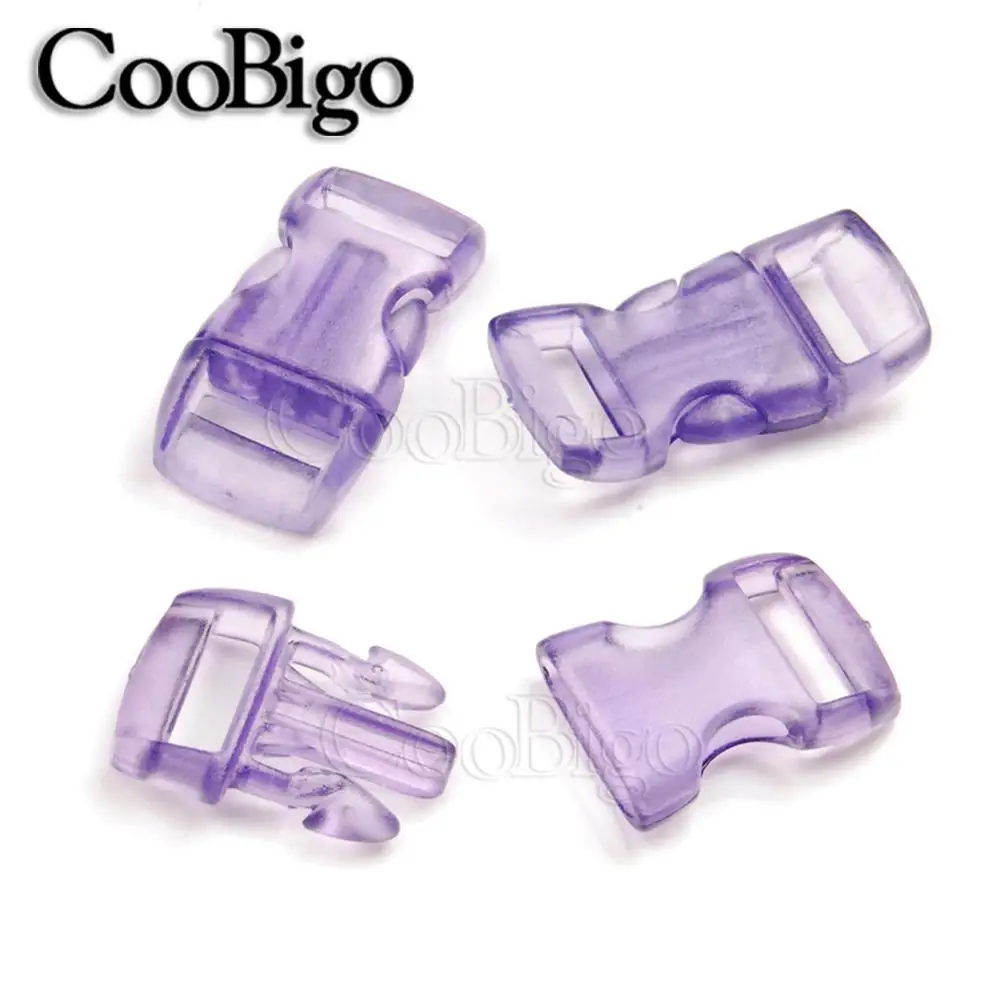 Purple 10 шт. желе прозрачный Мороз 3/"(10 мм) изогнутая высвобождающаяся застежка Паракорд 550 Браслет ошейник для собак Запчасти Аксессуары - Цвет: Purple