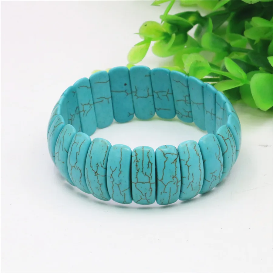 Высокое качество Синий Бирюзовый Камень Браслет Femme Charms Strand Бусы классические