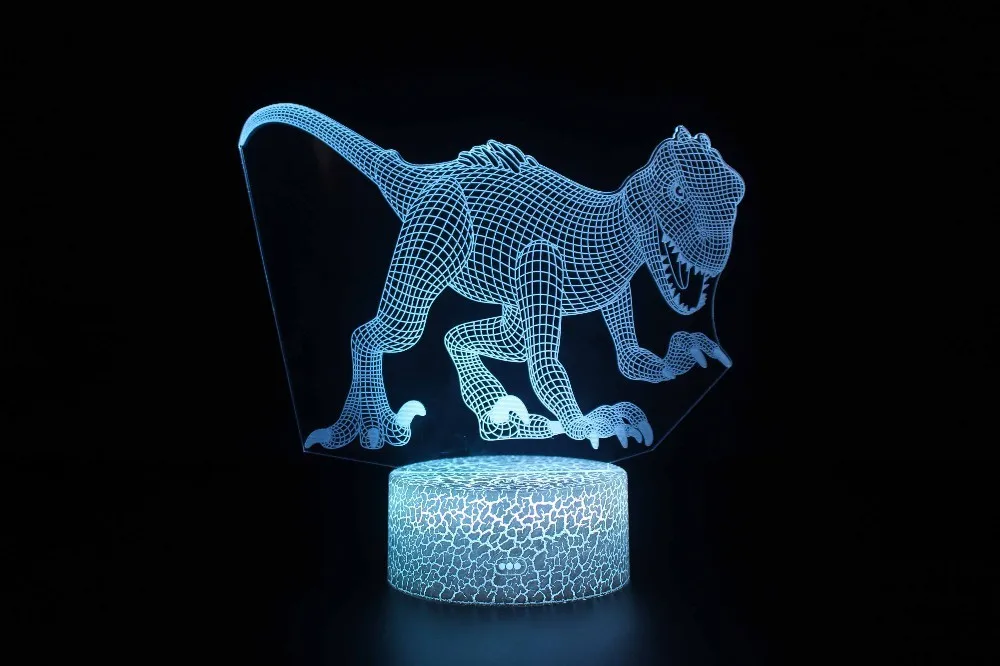 02 С принтом динозавра из мультфильма, светодиодный 3D ночной Светильник Touch/Дистанционное Управление 16 Цвет настольная лампа зарядка через usb Батарея приведенный в действие Прямая - Испускаемый цвет: 02