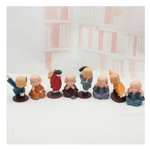 8 monks Кунг-фу маленький монах, скульптура в китайском стиле, статуя Будды из смолы, аксессуары для украшения дома, подарок, статуя маленького Будды, статуя, украшения - Цвет: 8 monks