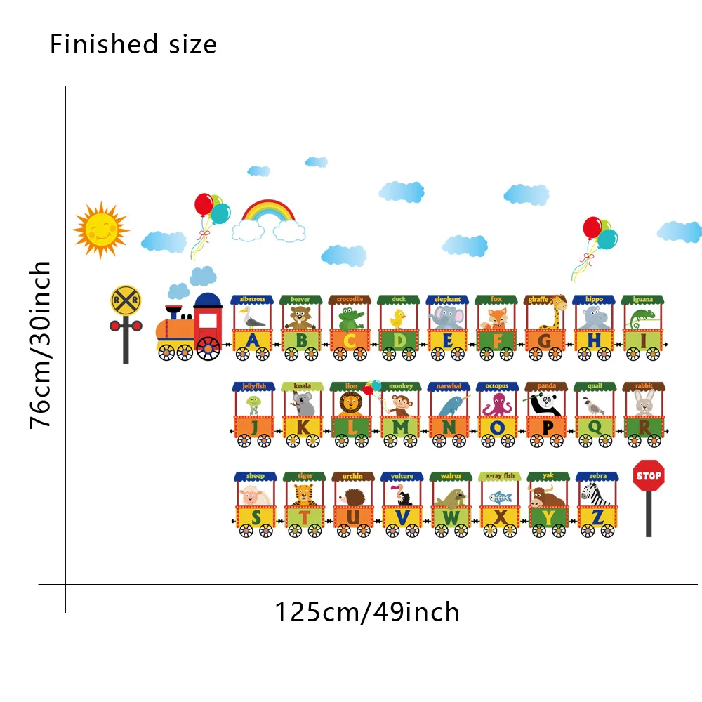 Креативный поезд алфавит для детской спальни гостиной съемные настенные
