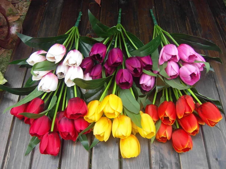 Бесплатная доставка свадебное украшение 9 головок Искусственный тюльпан