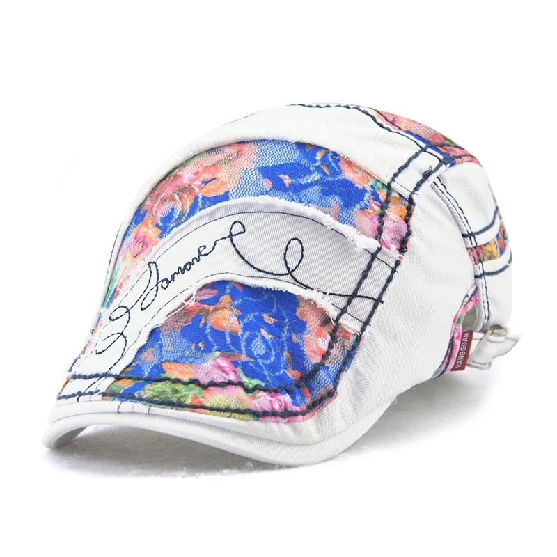 Женская кепка с козырьком [jama] Кепка принтом в стиле пэчворк от солнца весна