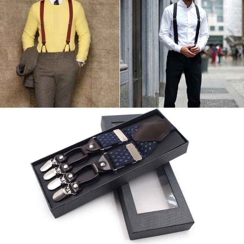 Модные мужские жаккардовые подтяжки y образной формы Нескользящие эластичные