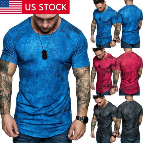 Мужская футболка с коротким рукавом и круглым вырезом летняя однотонная