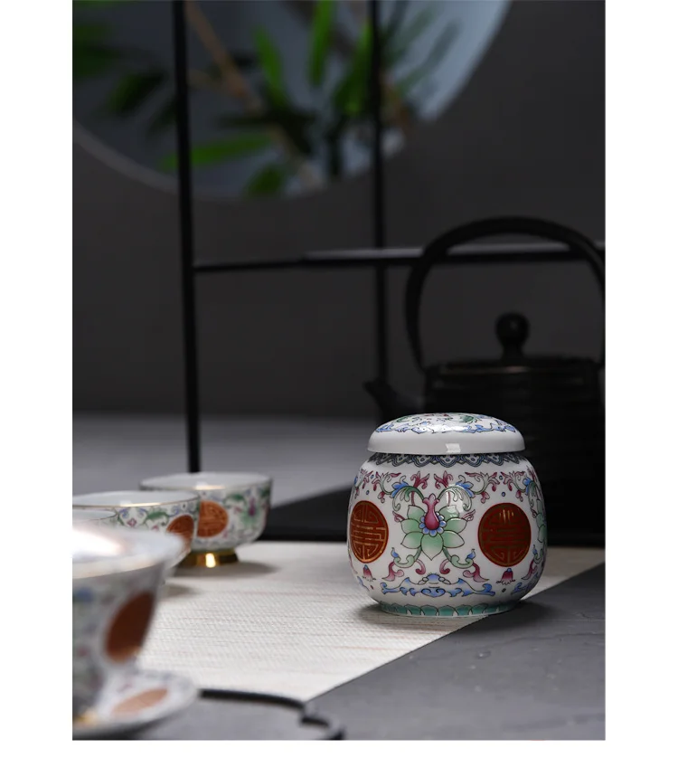 Chinese Palace Style Ceramic Tea Storage Box Tea Jars Delicate Tin Food Candy Jars Storage Container Quality Spices Storage Box