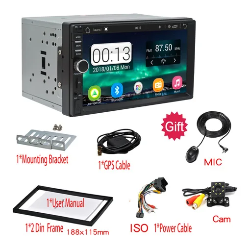 2G ISO cable Новинка 2din Android 2G+ 32G Автомагнитола gps Стерео bluetooth 1080P мультимедиа навигация " 1024X600 экран универсальный SWC FM DVD - Цвет: 2G ISO cable