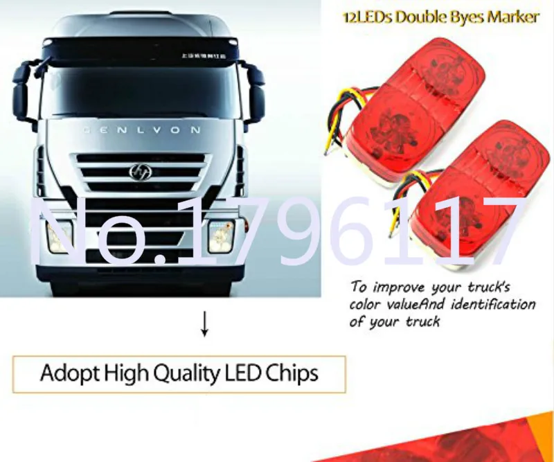 

4x 12V 24V 12- LEDs Car Truck Trailer Caravan Lamp LED Side Marker Blinker Light Lamp Bulb Automobile Side Turn Signals Red
