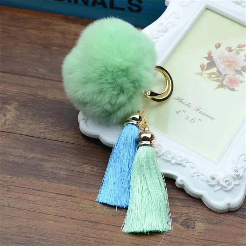 Новое поступление 2019 прелестный мех кролика мяч подарочная упаковка llaveros mujer