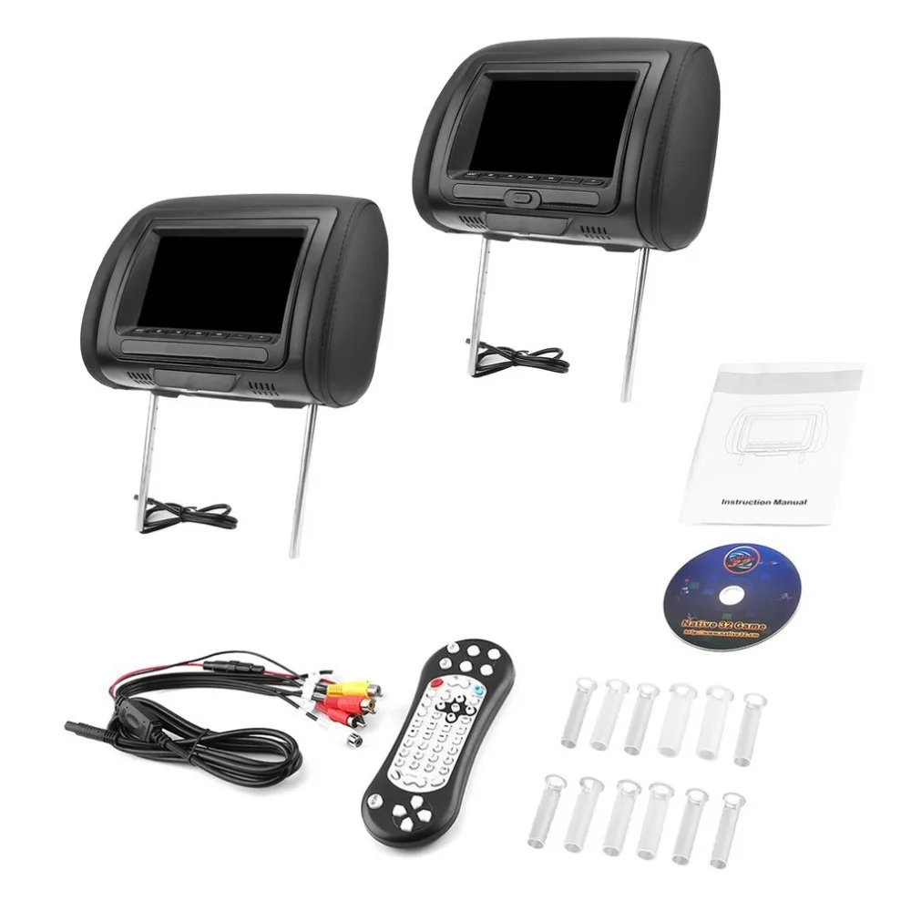 Горячие Новые 7 дюймов черный Автомобильный DVD/USB/HDMI Автомобильный подголовник с ИК-передатчик Встроенные динамики видео игры FM передатчик