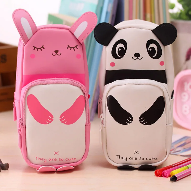 Школьный кожаный пенал с пандой обучающий канцелярские принадлежности Kawaii