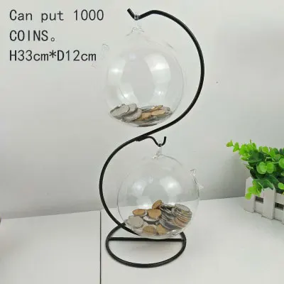 double 1 H33cm 23-33 см прозрачные стеклянные тыквенные шарики копилка экономия денег Монета коробка для дома спальня украшения креативный подарок для детей - Цвет: double 1 H33cm