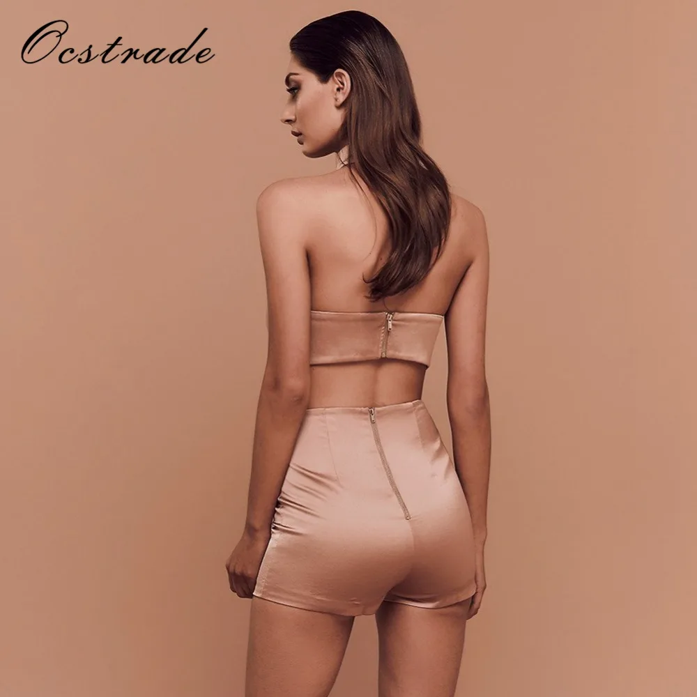 Ocstrade Подиум Женский комплект Лето 2017 новая мода Шампань Высокая талия длинный