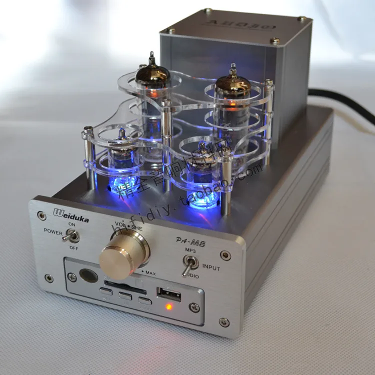 DIY M8 (6J1*2) 10 Вт * 2 ламповый усилитель USB/MP3/SD Настольный с дистанционным