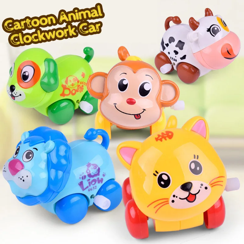 

Cute Cartoon Clockwork Toy Vehicles Running Car Clockwork Toy Cute Cartoon Animal Dog Wind Up Newborn Toy Random Color