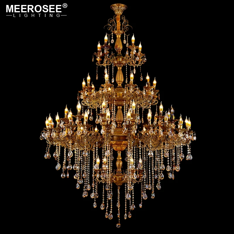 

Luxurious Huge Crystals Chandelier Light Fixture Vintage Lustres Hanging Lamp for Villa Hotel Project Candle Luminaires Lighting