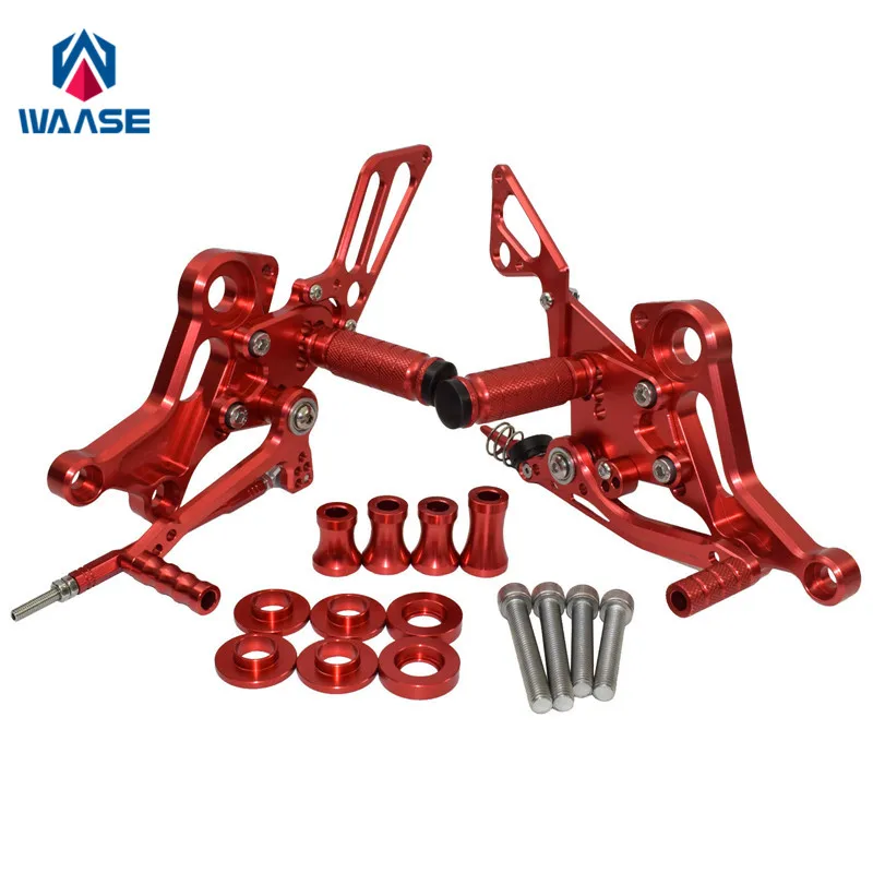 waase For Ducati Monster 696 795 796 1100 EVO Adjustable Rider Rearsets Rearset Footrest Foot Rest Pegs(Red