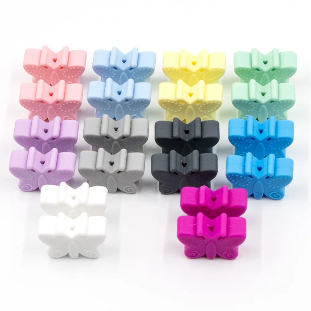 100Pcs Butterfly Silicone Beads Baby Teething Necklace DIY Making Animal BPA Free Silicone Beads Baby Teether Accessories