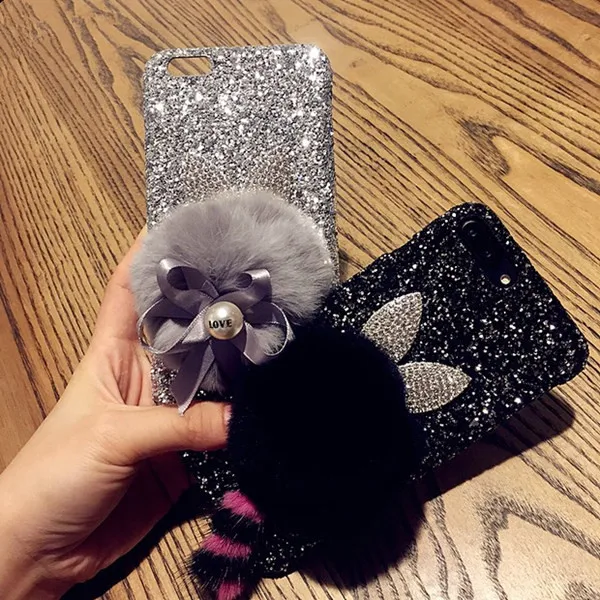 Роскошный блестящий модный жесткий чехол для телефона iPhone 6 6S 7 8 Plus X с милым