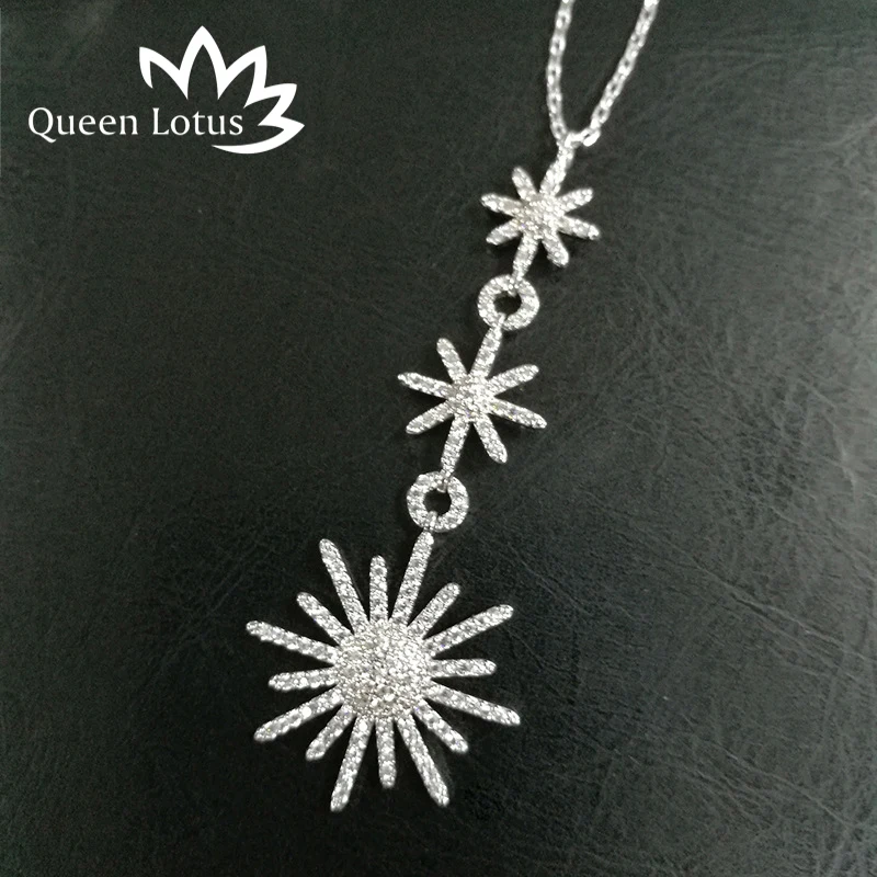 Queen Lotus 2017 модный кубический циркон цветок Роскошный Серебряный Цвет Сияющий