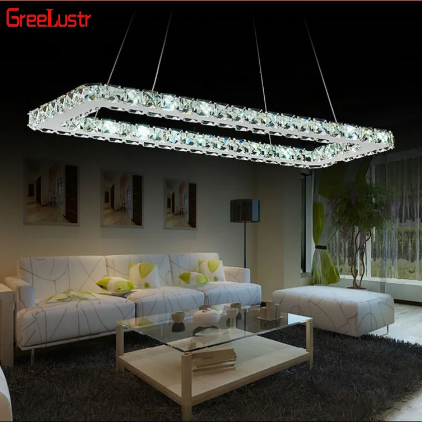 

Luxurious Silver Square Crystal LED K9 Crystal Pendant Light Led Lustre Light Lighting Fixture Modern LED Droplight 85V-260V