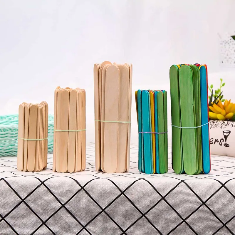 50 шт. DIY Искусство ремесло натуральные деревянные плоские палочки мороженое, лед, леденец на палочке крем-бар для детей ручной работы