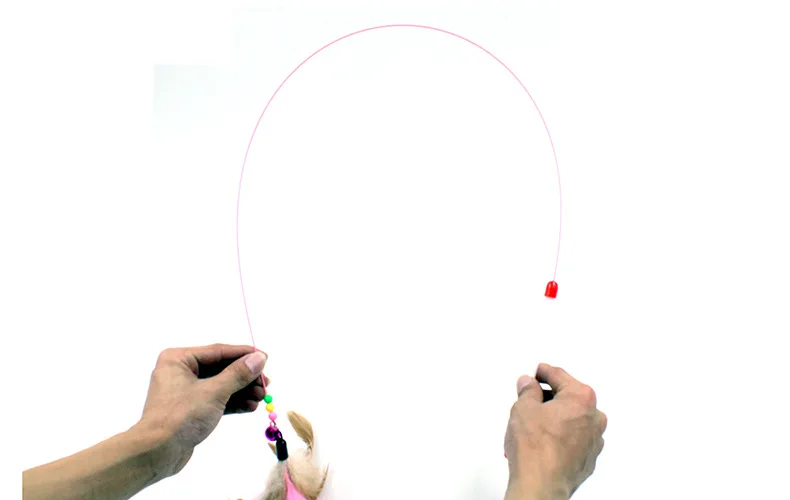 Игрушка для кошек милый дизайн палочка из стальной проволоки Смешанная с перьями